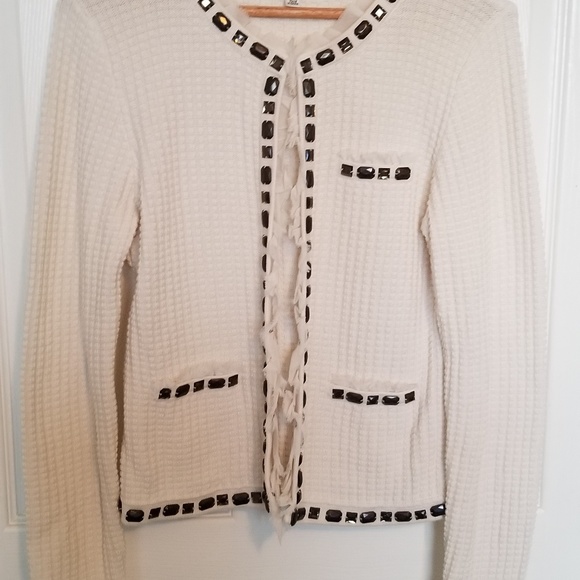 CAbi cream cardigan with sheer ruffles and studs - Picture 5 of 5
